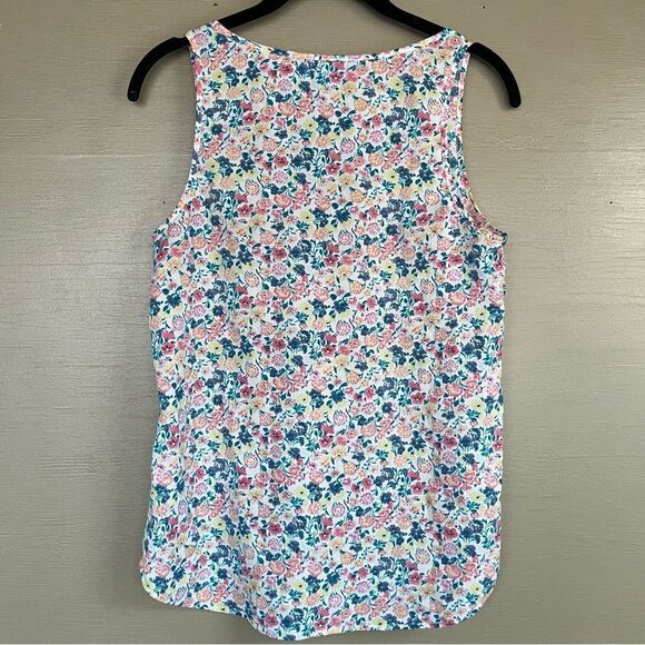 French Connection Floral Print Rounded Hem Cotton Tank Top - Picture 5 of 7